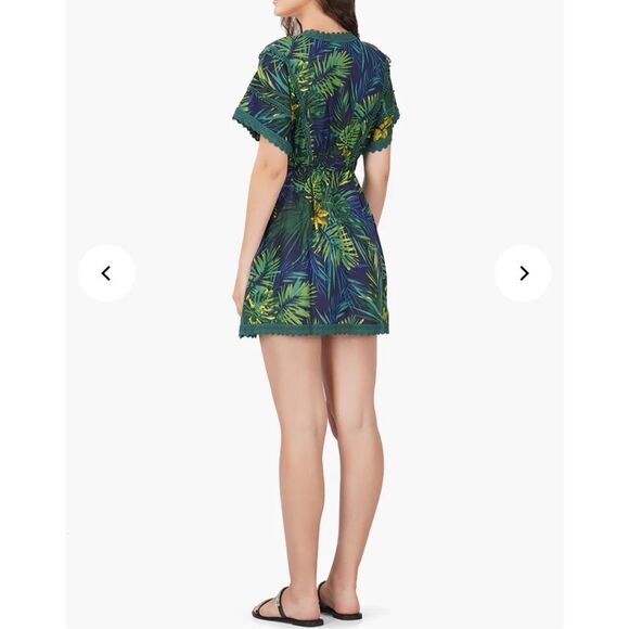 🔥🔥5 for $25🔥🔥 America & Beyond Green Tropical Surplice Mini Swim Suit Cover Up - Picture 3 of 13